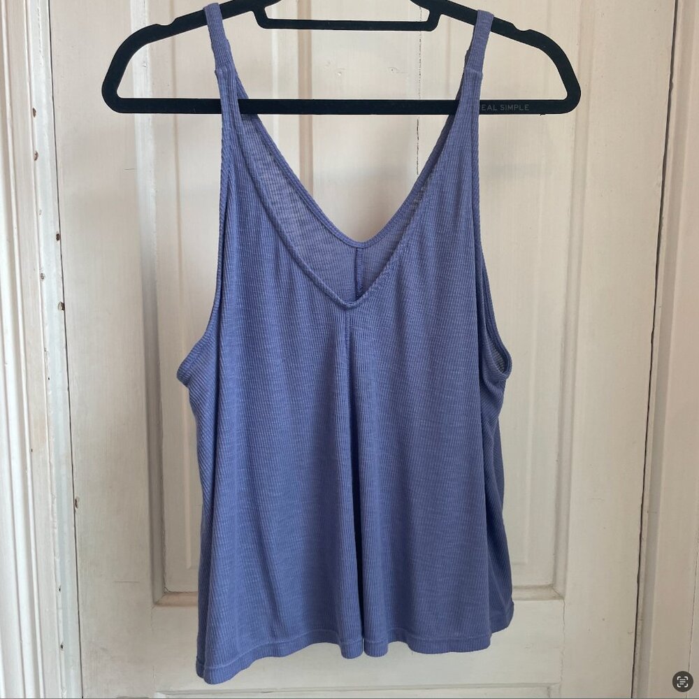 Free People Indie blue Ribbed Swing Tank Top – Size Medium - Picture 6 of 6